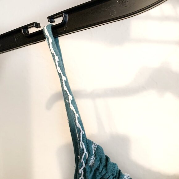 Wonderly Gauze Maxi Dress Womens Medium Green Embroidery Detail Tiered Boho - Picture 6 of 9